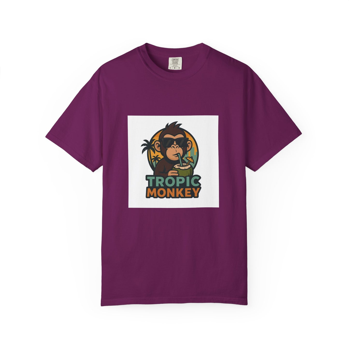 Tropic Monkey Unisex Garment-Dyed T-shirt, Casual Wear, Tropical Vibe, Summer Fashion, Gift for Animal Lovers, Eco-Friendly Tee