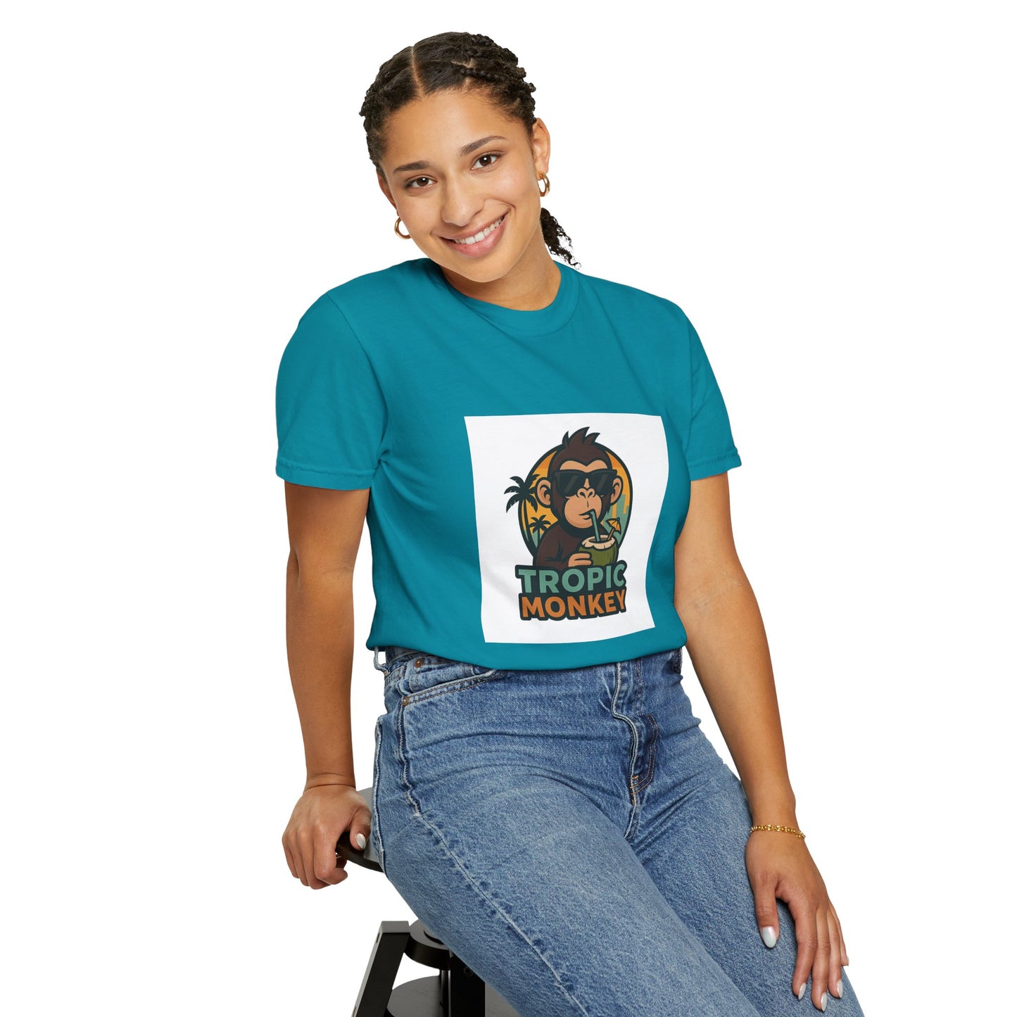 Tropic Monkey Unisex Garment-Dyed T-shirt, Casual Wear, Tropical Vibe, Summer Fashion, Gift for Animal Lovers, Eco-Friendly Tee