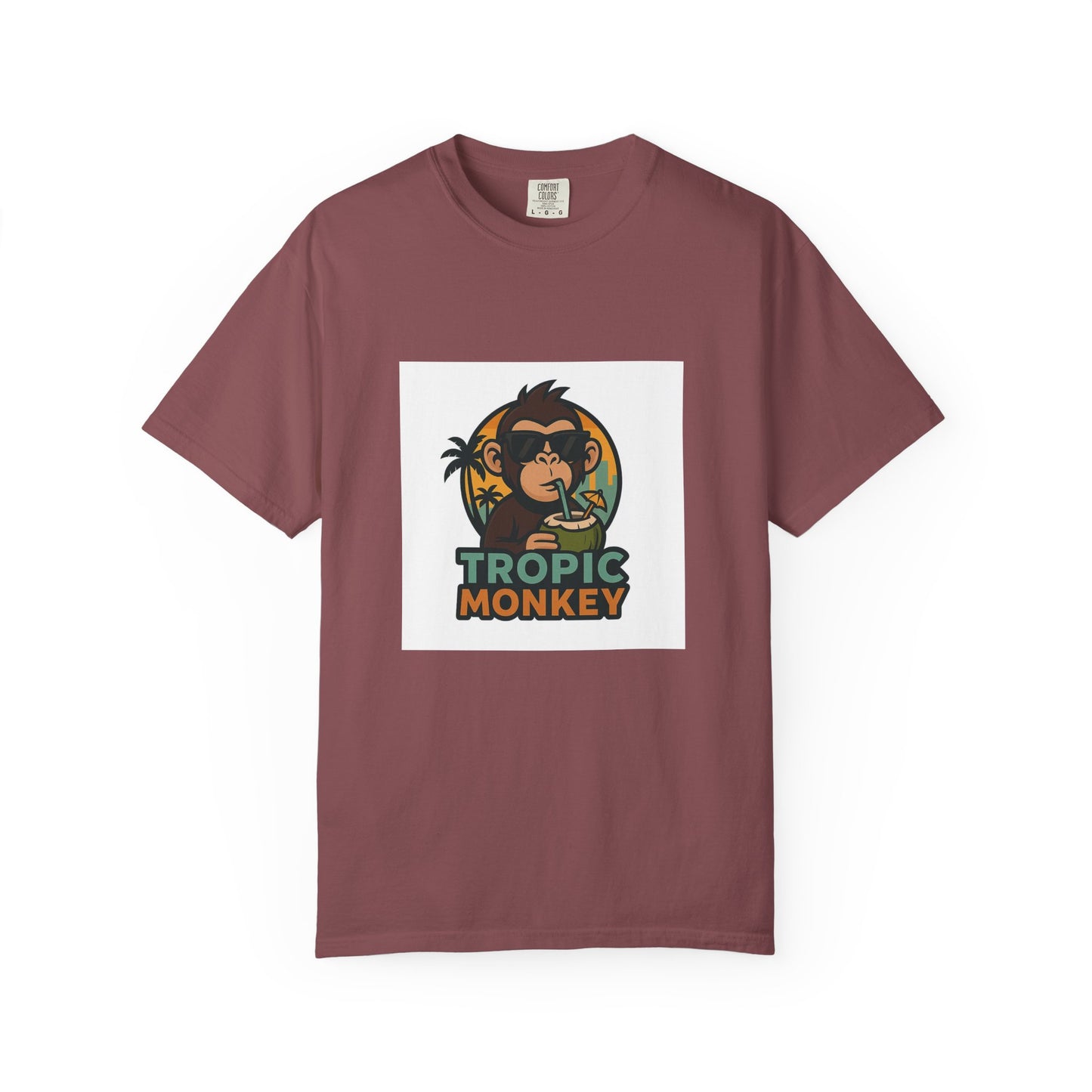Tropic Monkey Unisex Garment-Dyed T-shirt, Casual Wear, Tropical Vibe, Summer Fashion, Gift for Animal Lovers, Eco-Friendly Tee