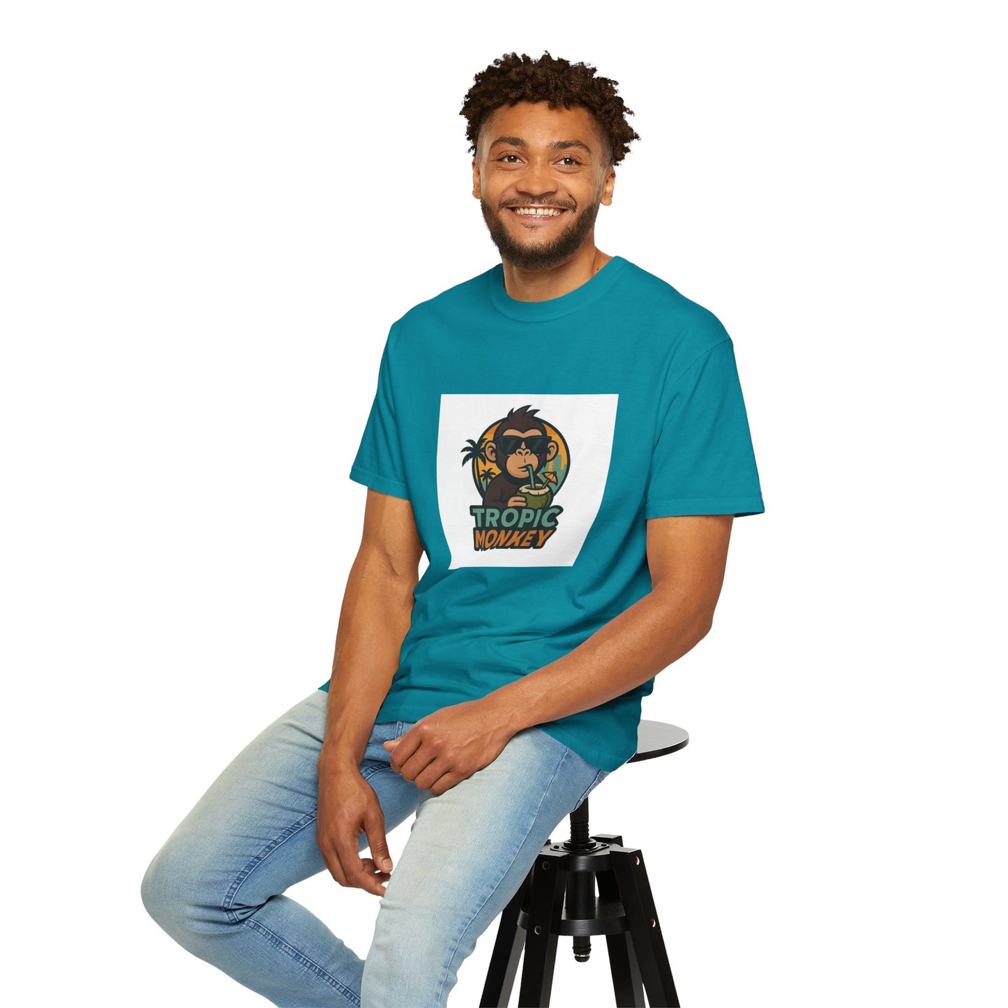 Tropic Monkey Unisex Garment-Dyed T-shirt, Casual Wear, Tropical Vibe, Summer Fashion, Gift for Animal Lovers, Eco-Friendly Tee