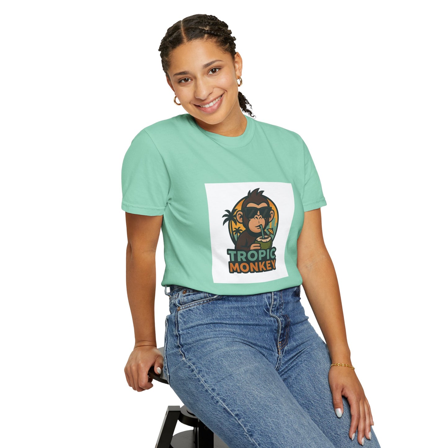 Tropic Monkey Unisex Garment-Dyed T-shirt, Casual Wear, Tropical Vibe, Summer Fashion, Gift for Animal Lovers, Eco-Friendly Tee