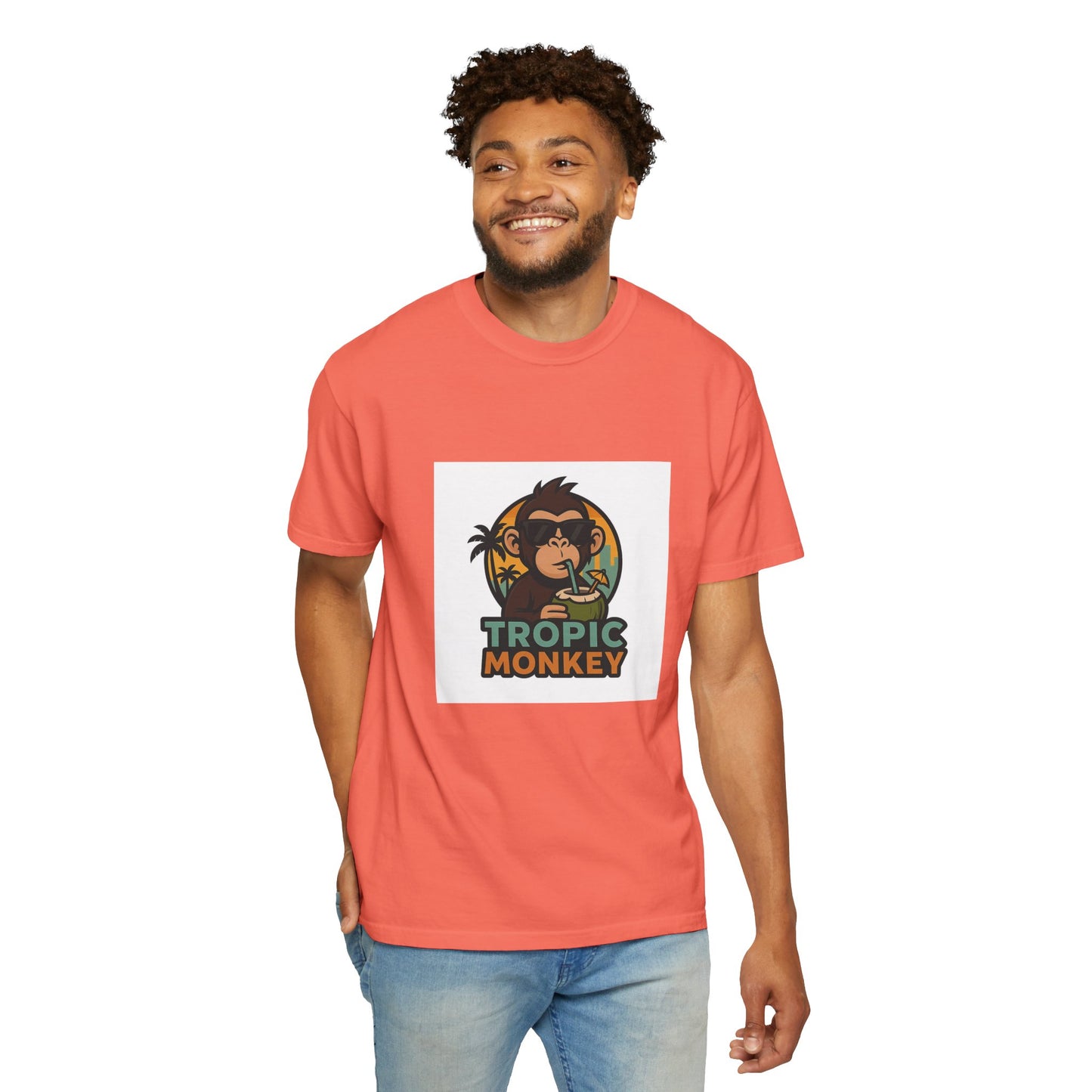 Tropic Monkey Unisex Garment-Dyed T-shirt, Casual Wear, Tropical Vibe, Summer Fashion, Gift for Animal Lovers, Eco-Friendly Tee
