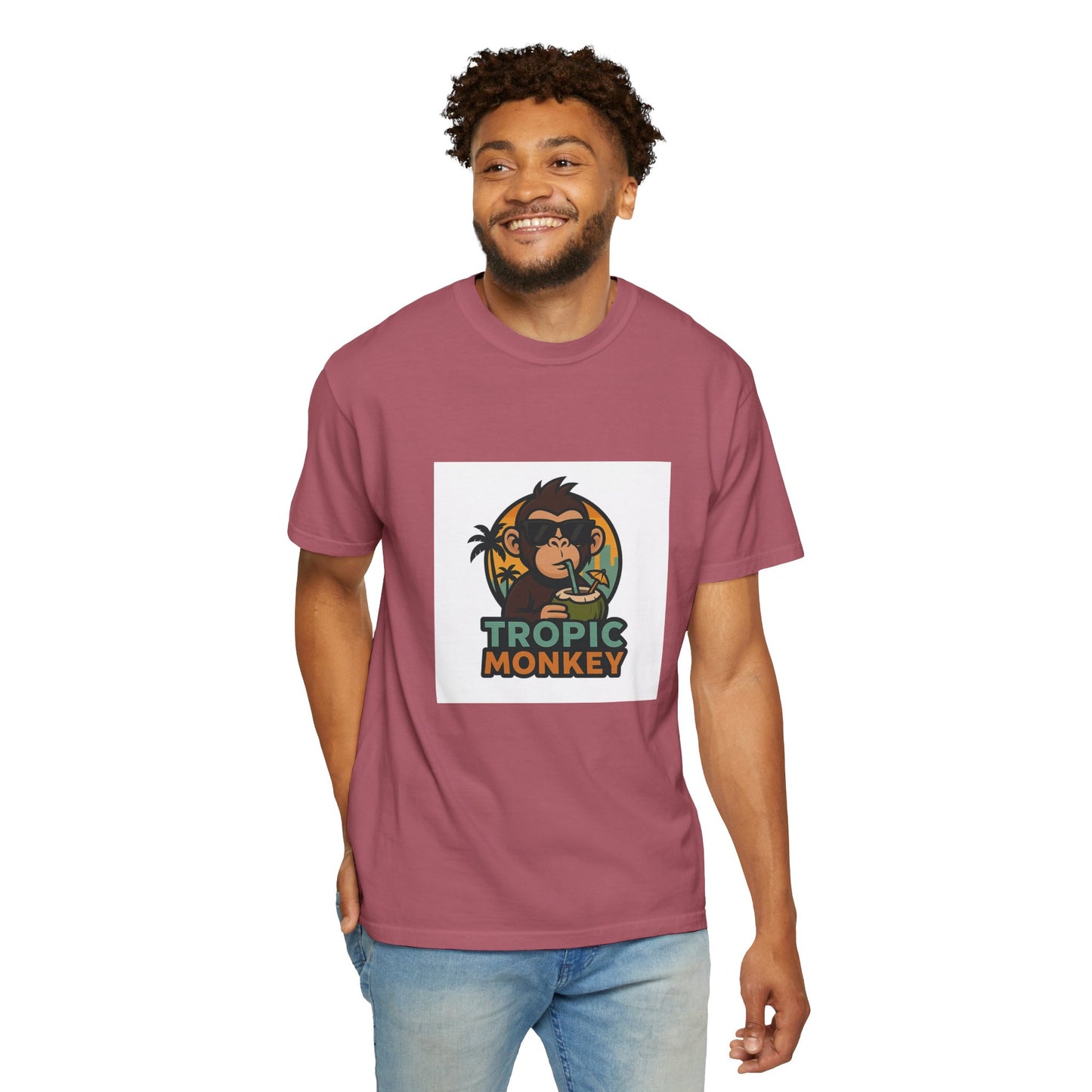 Tropic Monkey Unisex Garment-Dyed T-shirt, Casual Wear, Tropical Vibe, Summer Fashion, Gift for Animal Lovers, Eco-Friendly Tee