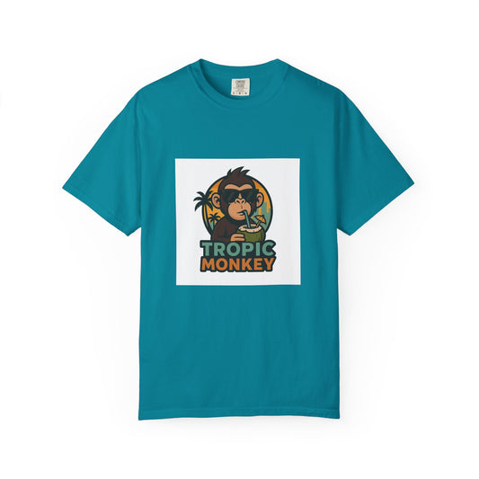 Tropic Monkey Unisex Garment-Dyed T-shirt, Casual Wear, Tropical Vibe, Summer Fashion, Gift for Animal Lovers, Eco-Friendly Tee